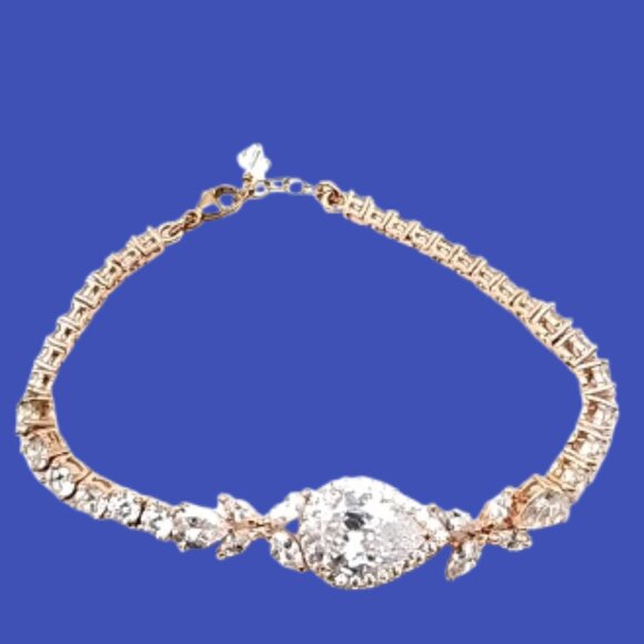 Fashion Tennis Bracelet Mixed Cut CZ Crystal Statement Piece Rose Gold NWOT - Picture 3 of 16